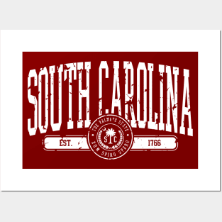 South Carolina Vintage Distressed Palmetto State Posters and Art